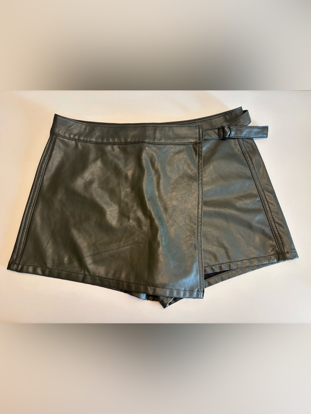 American Eagle Faux Leather Olive Green Skort